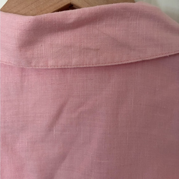 Women's L.L. Bean Pink Button-up Linen Short Sleeve Shirt - Picture 7 of 7